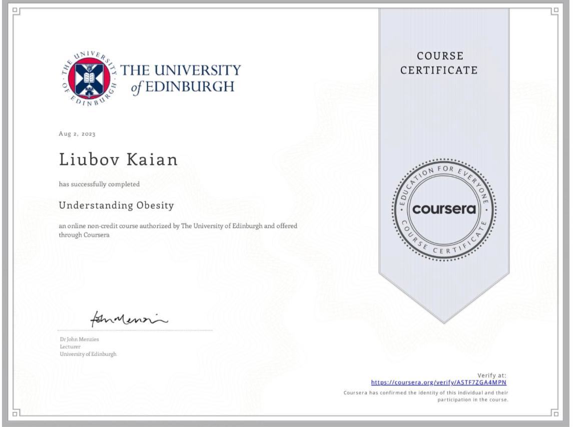 The University of Edinburgh Certificate